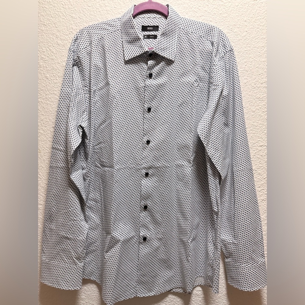 Hugo Boss Monochrome Geometric Button Down Shirt